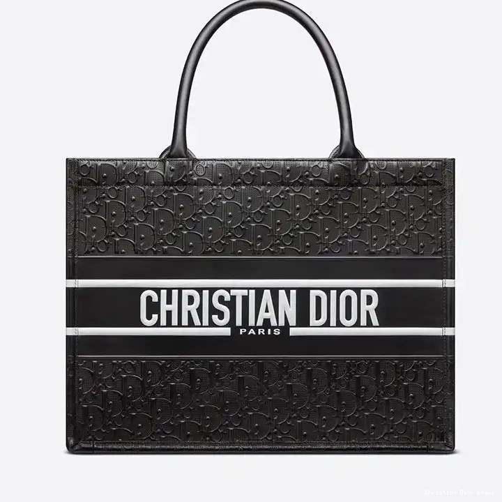 White Tote Calfskin Oblique Black Embossed Dior Book 0417 Luxury